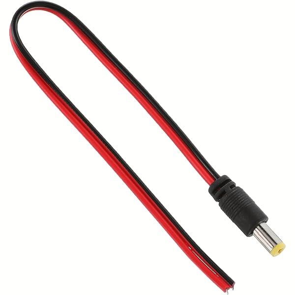 DC Male Red & Black Power Pigtail 15cm 5.5x2.1mm Barrel Plug CCTV, image 1