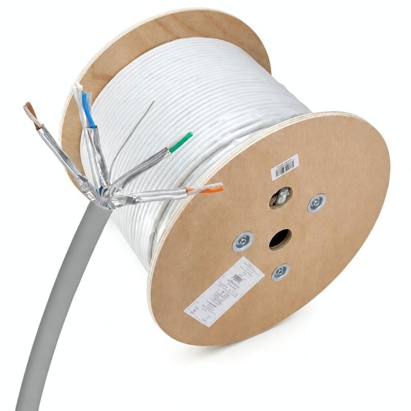 Cat6A Network Cable 305m Grey Solid Core Ethernet LAN Cable, image 1