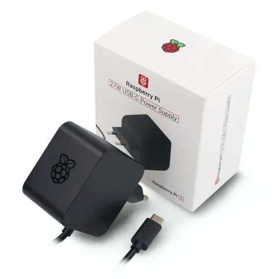Raspberry Pi 5 Official USB-C Power Supply 27W Black EU Plug, image 1