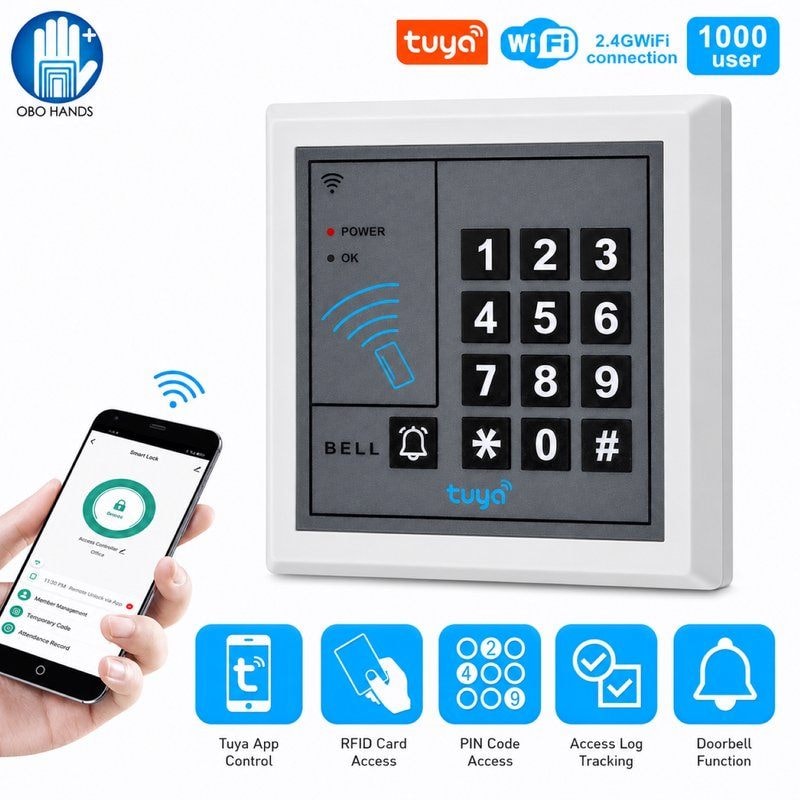 WiFi Tuya Access Control Keypad 125KHz RFID Standalone Access Controller System Door Opener WG26 Card Reader Smart APP Unlock, image 1