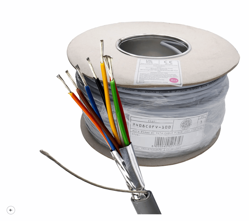 CQR CABTP2X2/GY/LSF100 Belden Equivalent LSZH Data Cable, Type 8723, 2 Individually Screened Pairs, CPR Euroclass Eca, 100m Reel, Grey, image 1