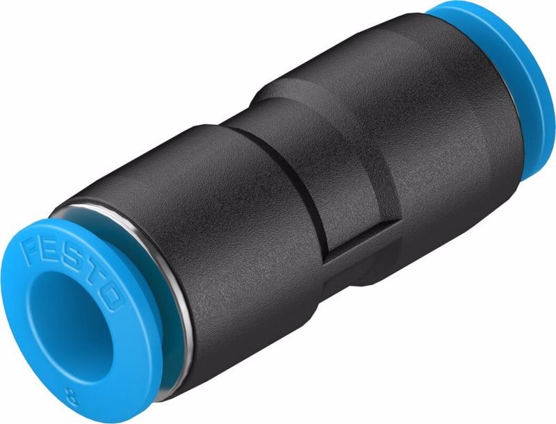 Festo QS-8-50 Push-In Pneumatic Connector 8mm Tube 1/2 Inch Thread, image 1