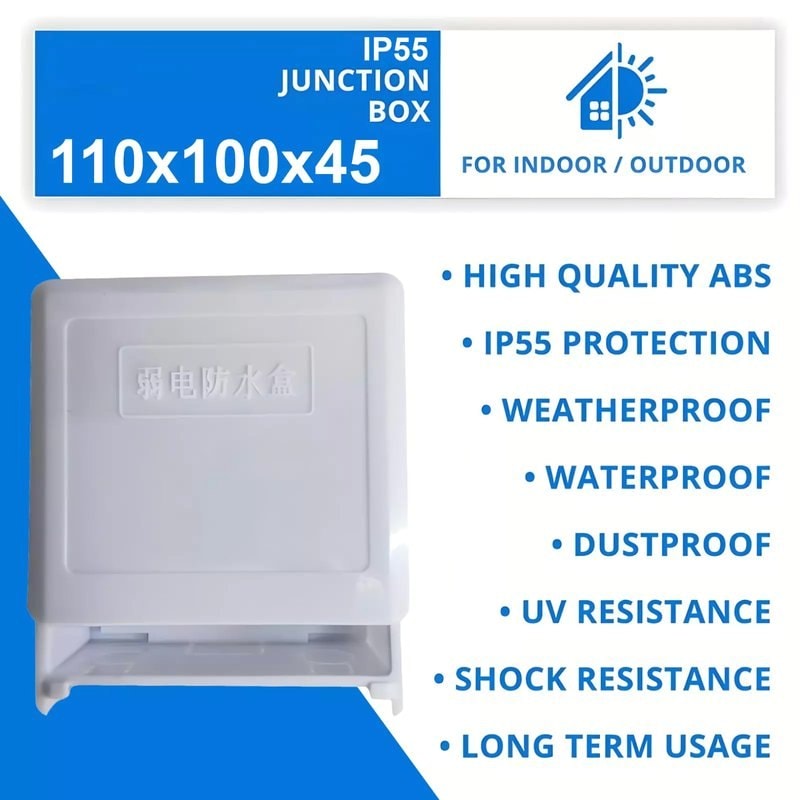 IP65 Waterproof Outdoor Junction Box - PVC Adaptable Enclosure (110x100x45mm, Grey), image 1