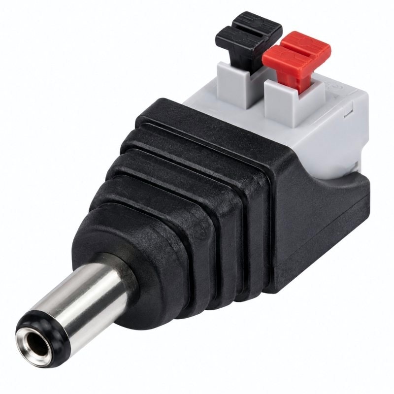 DC 2.1mm Male Power Plug Push Terminal Connector CCTV 12V, image 1