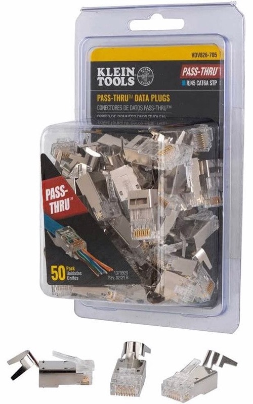 Klein Tools VDV826-705 Modular Data Plugs - 50-Pack for CAT6A & Large CAT6 Cables, image 1