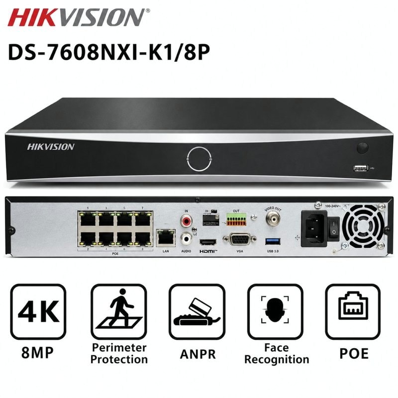 Hikvision 8-ch PoE 1U K Series AcuSense 4K NVR, image 1
