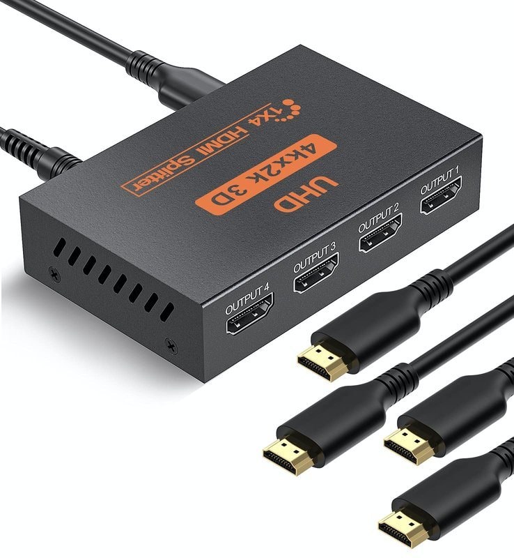4 Way HDMI Splitter 4K UHD HDMI 1x4 Distribution Amplifier, image 1