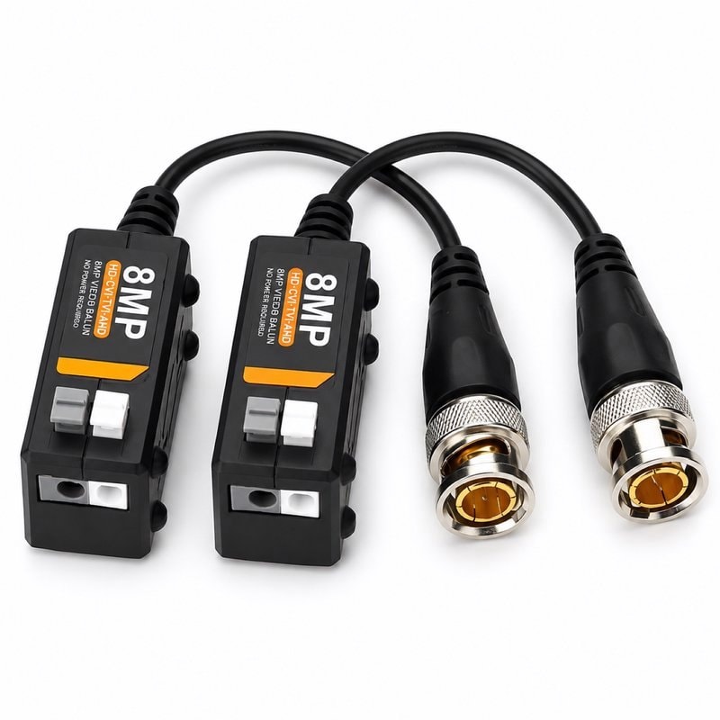 CCTV Video Balun 8MP 4K HD - BNC Passive Connector Coaxial Adapter, image 1