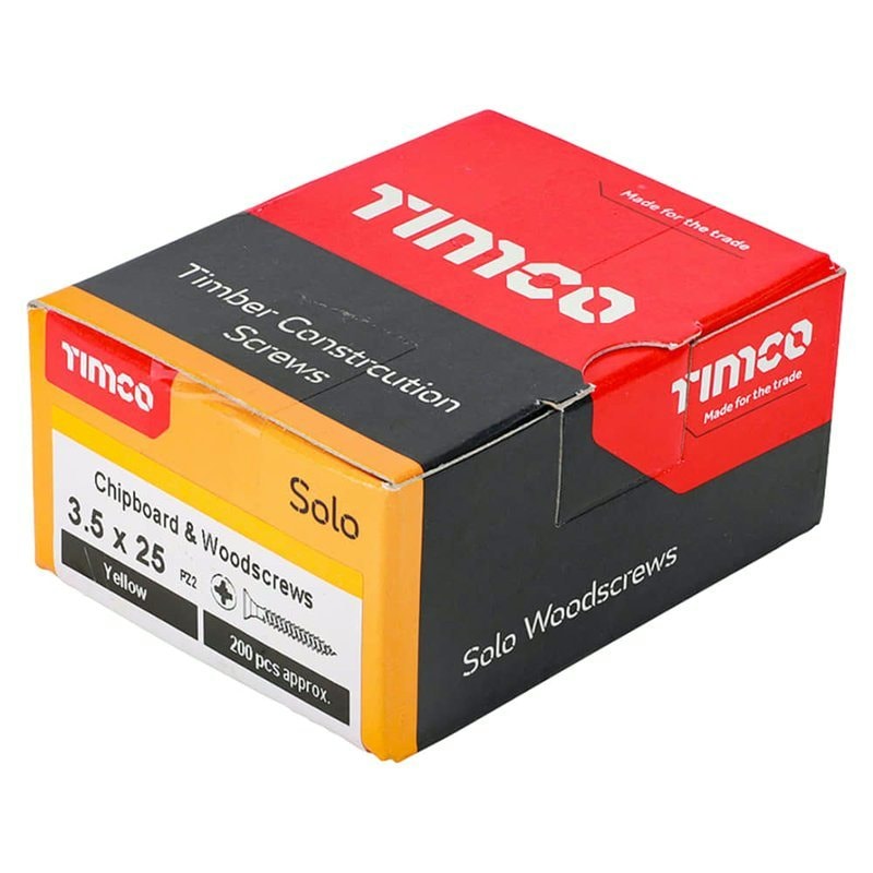 TIMCO Velocity Wood Screws 3.5x25mm Countersunk Pozi Yellow Zinc, image 1