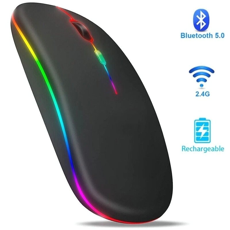 Slim Rechargeable Wireless RGB LED Bluetooth/USB Mouse for Tablet, PC, Android & iPad, image 1