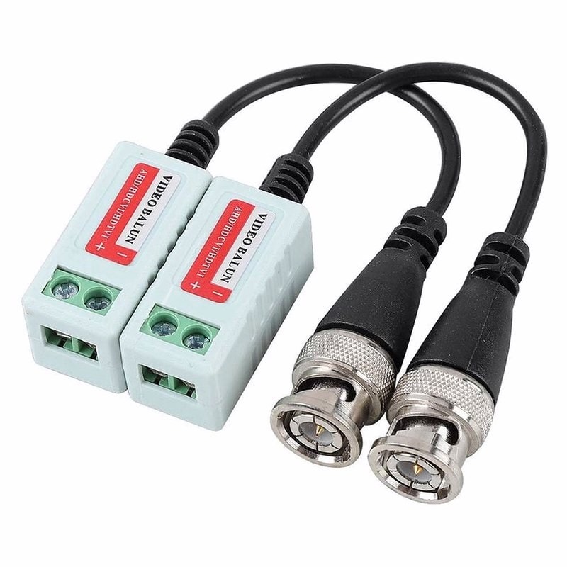 8MP 4K CCTV Passive Video Balun BNC Screw Terminal White, image 1