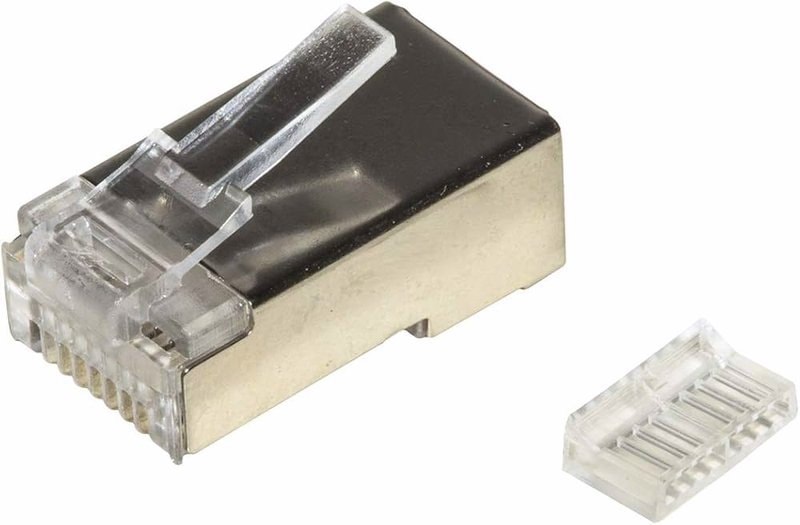 100pcs Shielded RJ45 Cat6 Pass Through Connector 8P8C Ethernet Plug, image 1