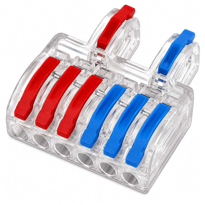 SPL-2-6-CL Clear Lever Wire Connector 2 In 6 Out Splicing Terminal, image 1