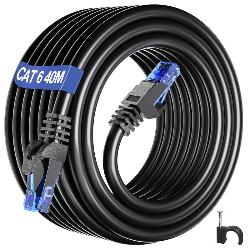 Cat6 Ethernet Network Cable 40m Black RJ45 LAN Patch Lead, image 1
