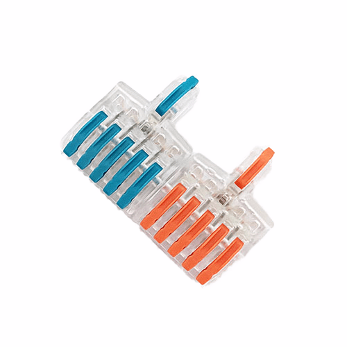 2 In 6 Out Lever Wire Connector Transparent CCTV Power Splitter Block, image 1