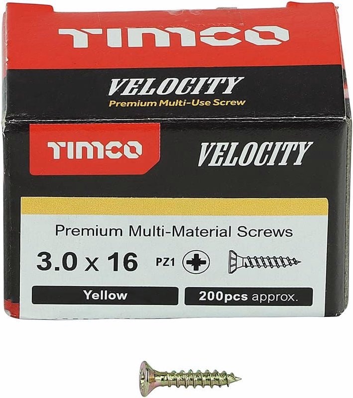 TIMCO Velocity Wood Screws 3.5x16mm Countersunk Pozi Yellow Zinc, image 1