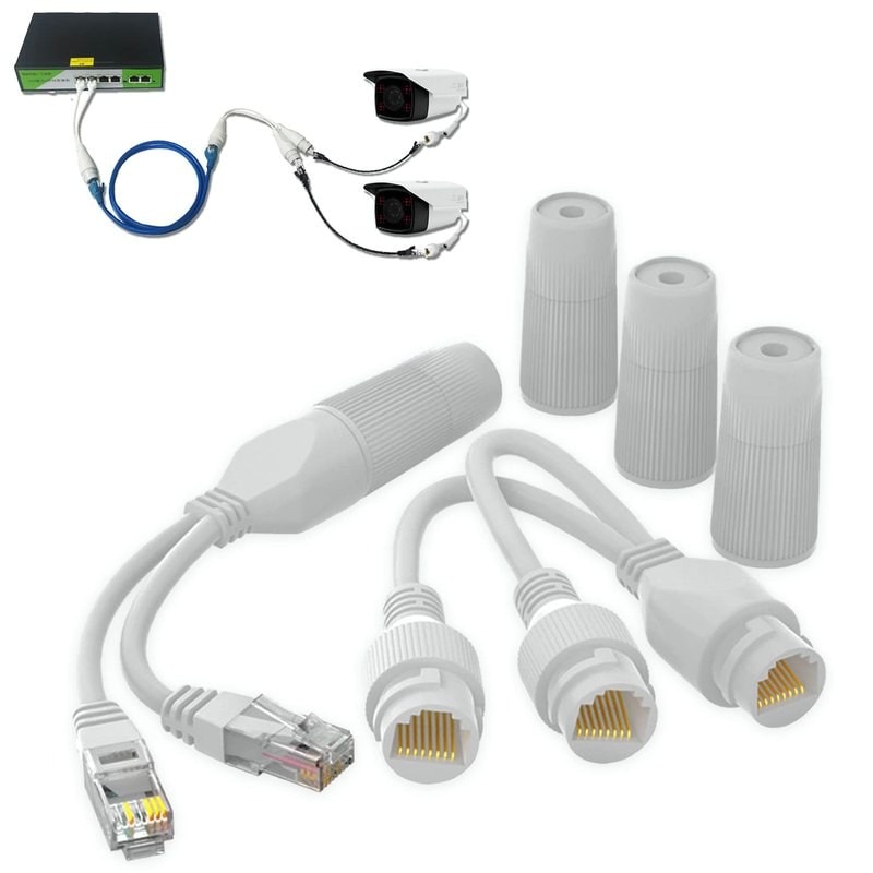 WATERproof ip poe ethernet splitter adapter rj45 fits connectors for security camera installation ethernet cable management, image 1