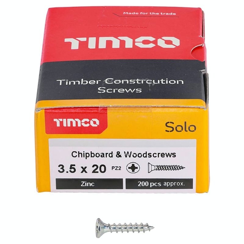 TIMCO Velocity Wood Screws 3.5x20mm Countersunk Pozi Yellow Zinc, image 1