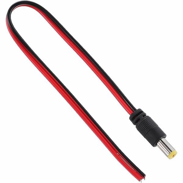 DC Male Red & Black Power Pigtail 50cm 5.5x2.1mm Barrel Plug CCTV, image 1