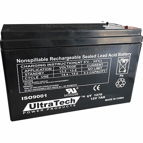 UltraTech UT-1270 12V 7Ah Sealed Lead Acid Battery F1 Terminal, image 1