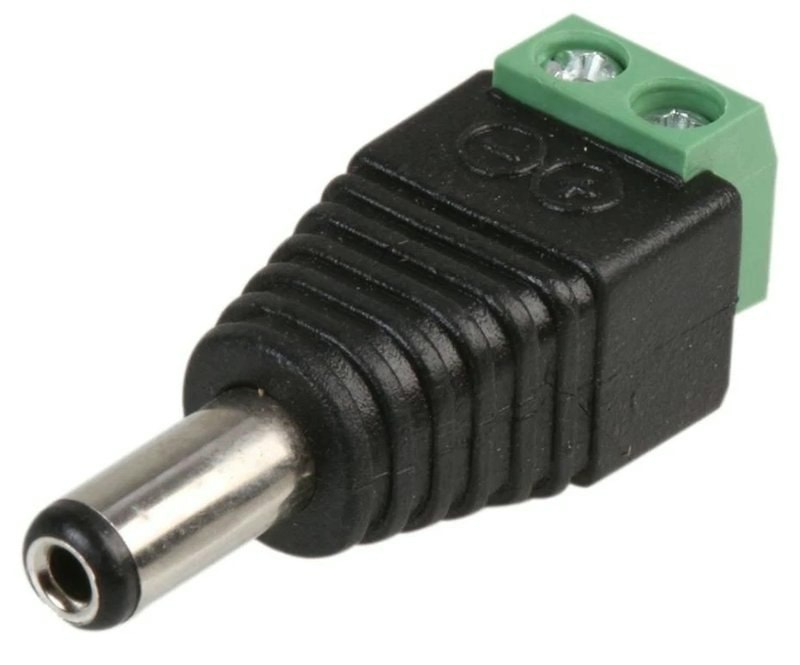 DC 2.1mm Male Power Plug Screw Terminal Connector CCTV 12V Green, image 1