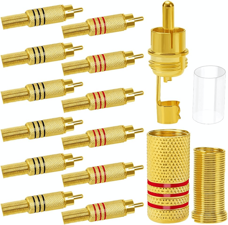 Gold-Plated RCA Male Plug Connector for CCTV Audio Coax Cable, image 1