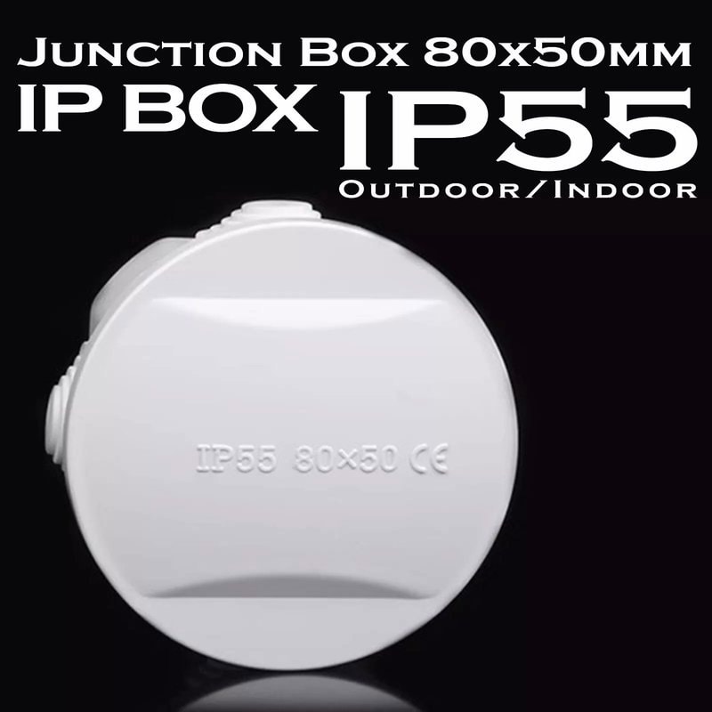 IP55 Waterproof ABS Plastic Junction Box - 80x50mm for CCTV Outdoor/Indoor, image 1
