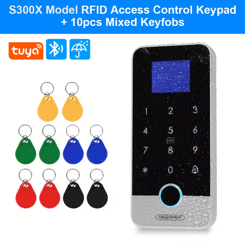 Bluetooth Tuya APP Smart Fingerprint RFID Access Control Keypad Touch IP65 Waterproof 13.56MHz Door Opener Keyless Lock System, image 1
