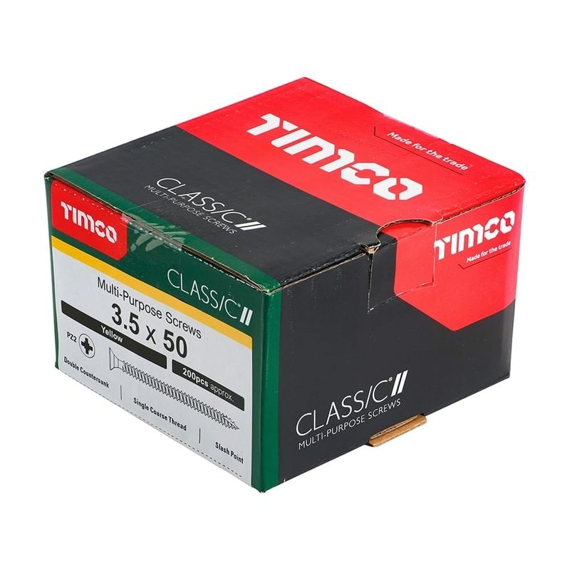 TIMCO Classic Wood Screws 3.5 x 50mm Countersunk Pozi Zinc Pack, image 1