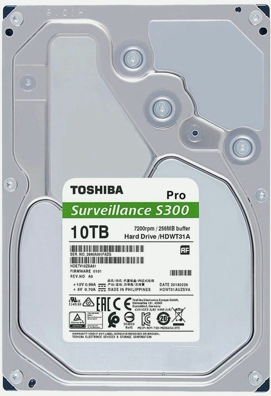 Toshiba S300 Pro 10TB Surveillance Hard Drive 3.5" SATA 7200RPM, image 1