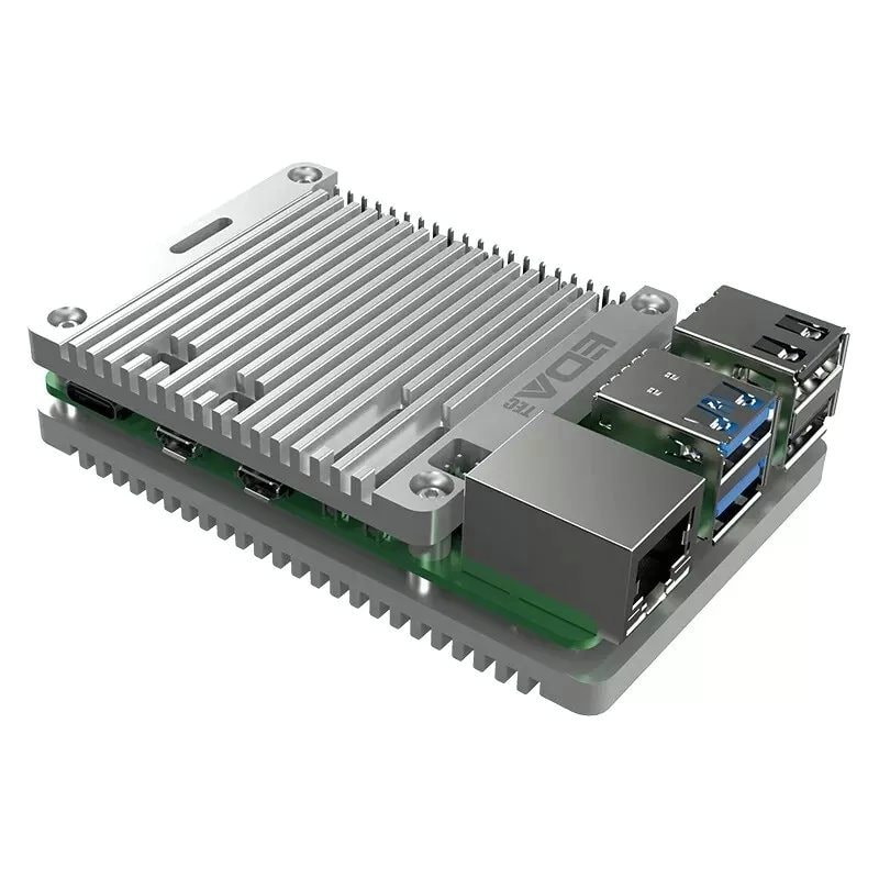 Edatec Raspberry Pi 5 Aluminum Passive Cooling Open CNC Case, image 1