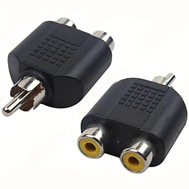 RCA Phono Y Splitter Adapter Male to Dual Female Audio Video 2 Pack, image 1