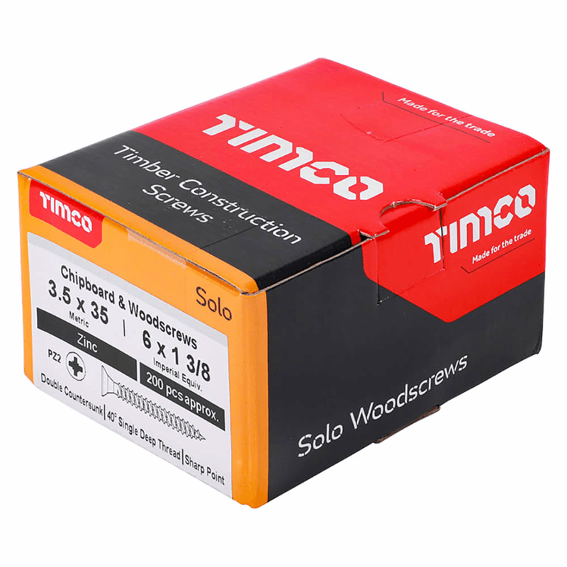 TIMCO Velocity Wood Screws 3.5x35mm Countersunk Pozi Yellow Zinc, image 1