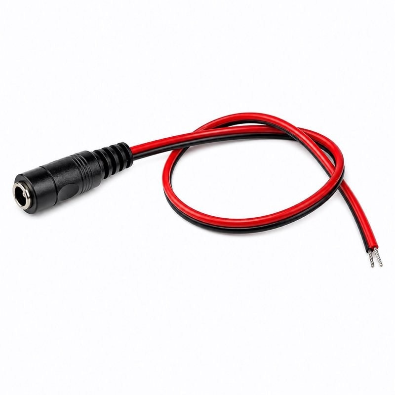 DC Female Red & Black Power Pigtail 15cm 5.5x2.1mm Barrel Connector, image 1