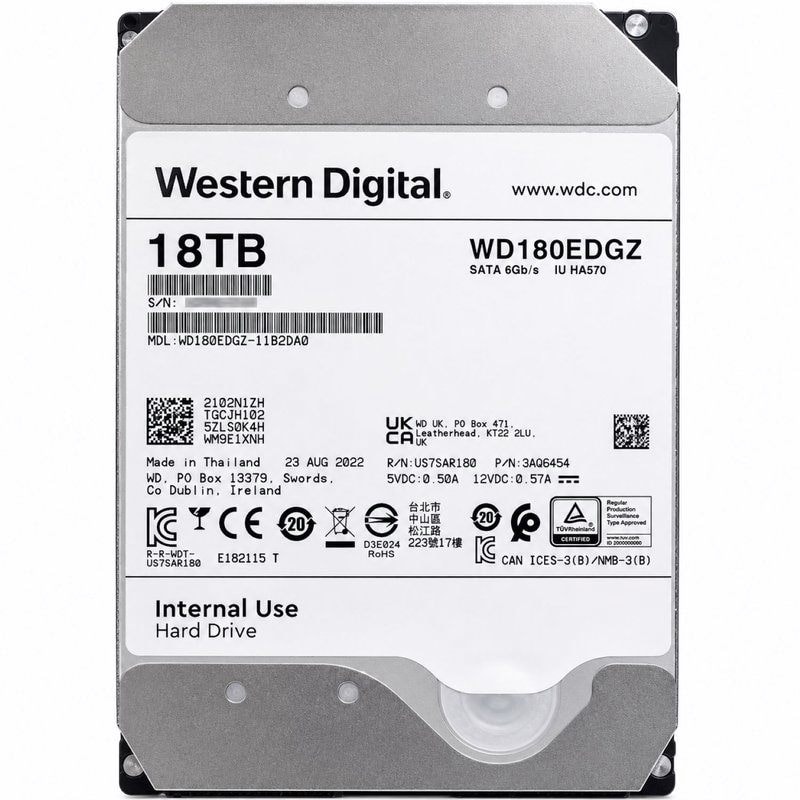 Western Digital WD180EMFZ 18TB 3.5" SATA Internal HDD 5400RPM, image 1