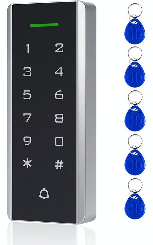 Door Access Control System, 125KHz Proximity ID Card Access Control Keypad Support 1000 Users ID Card Reader Digital Keypad + 5PCS Keychains for Entry Access Controller Gate Opener, image 1