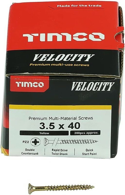 TIMCO Velocity Wood Screws 3.5x40mm Countersunk Pozi Yellow Zinc, image 1