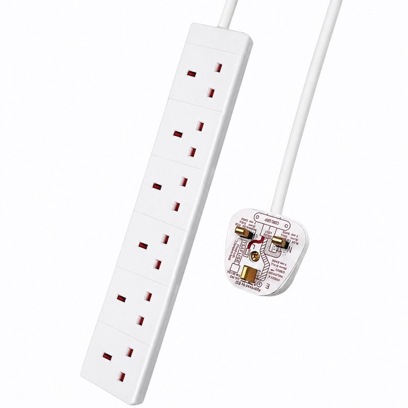 6 Way Power Extension Lead 5m UK Mains Socket Strip, image 1
