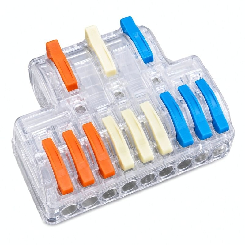 SPL-3-9-CL Clear Lever Wire Connector 3 In 9 Out Splicing Terminal, image 1